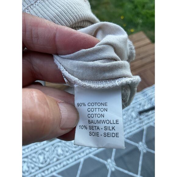 Babylon Collection Womens Taupe Skull Sequin Cotton/Silk Short Sleeve Shirt SZ M - Picture 8 of 8